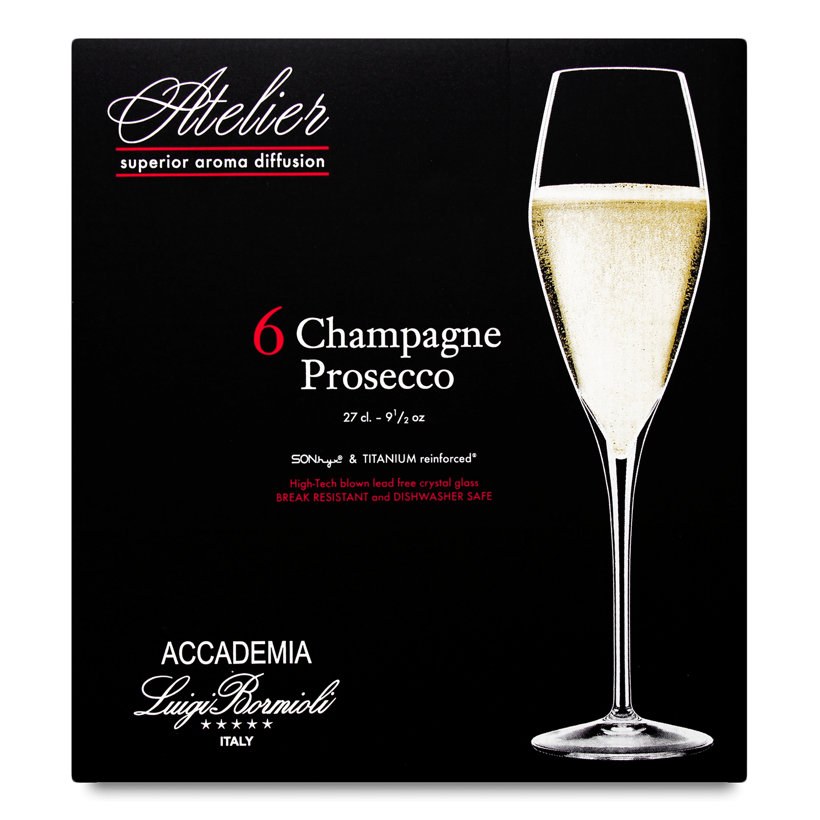 Набір келихів для шампанського Luigi Bormioli Atelier 270 мл 6 шт. - 1