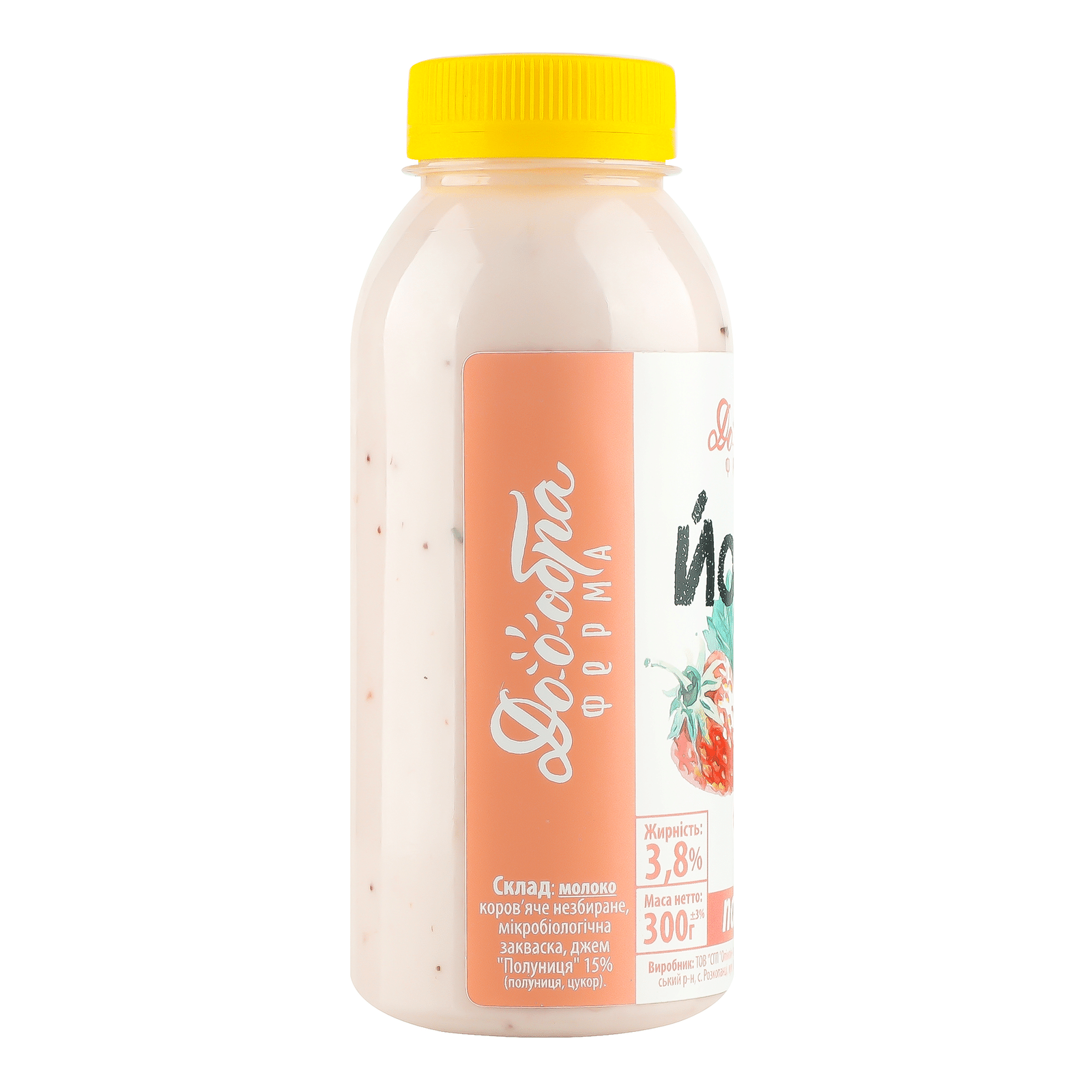 Йогурт «Лавка традицій» «Доообра ферма» з коров'ячого молока «Полуниця», 3,8% - 3
