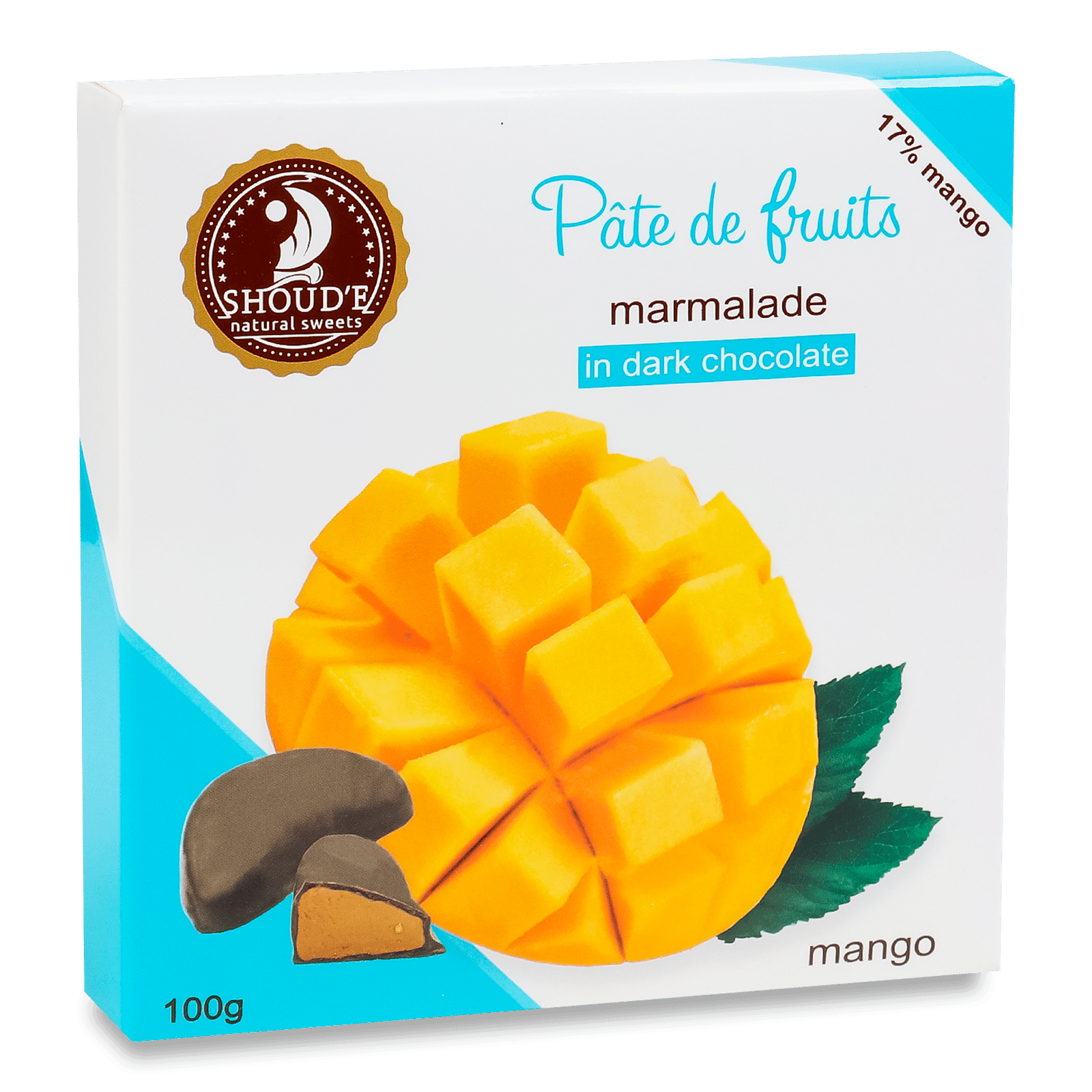 Мармелад Shoud'e Pate de fruits манго в шоколаді - 1
