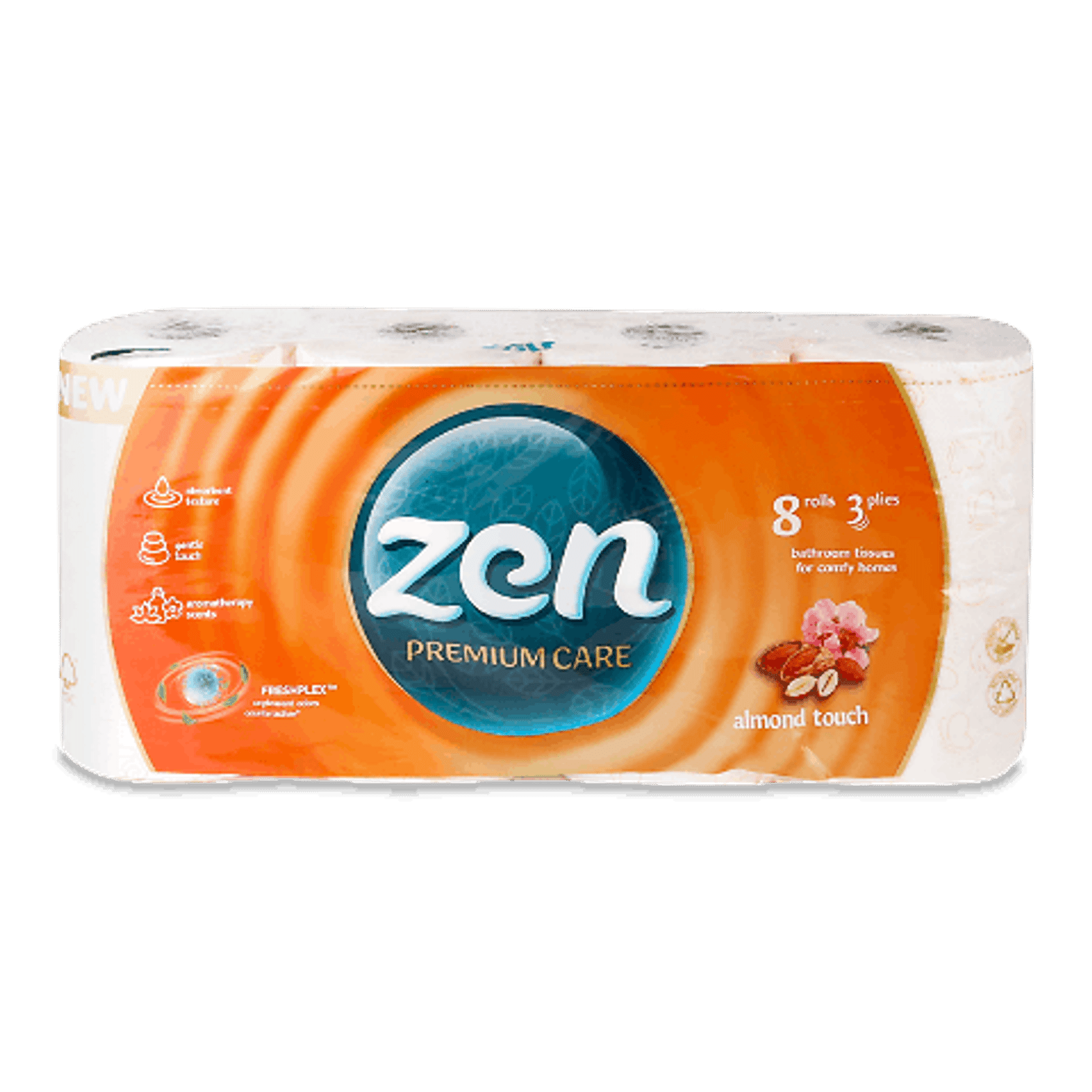 Папір туалетний Zen Premium Care Almond Touch 3-шаровий - 1