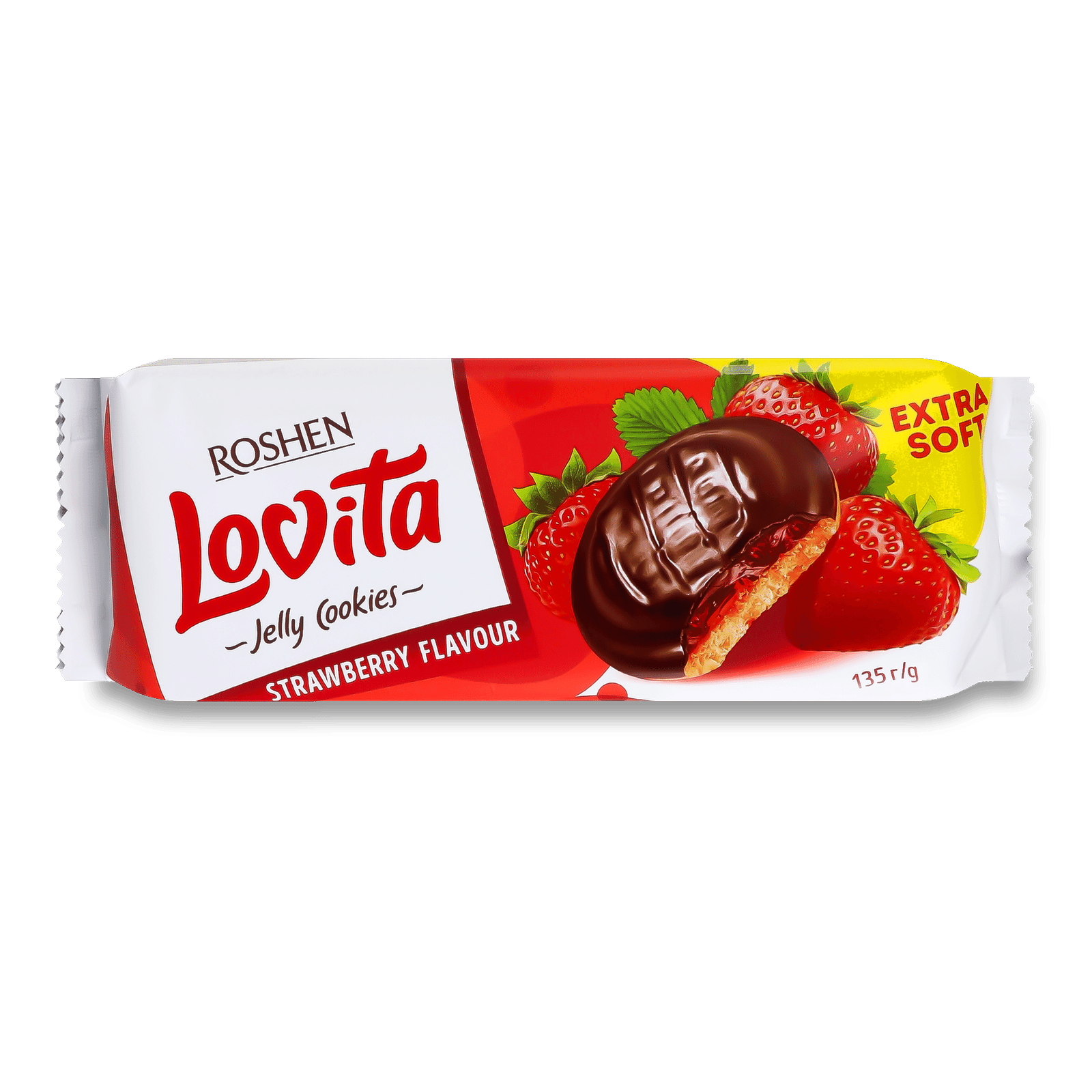 Печиво Roshen Lovita Jelly Cookies зі смаком полуниці - 1
