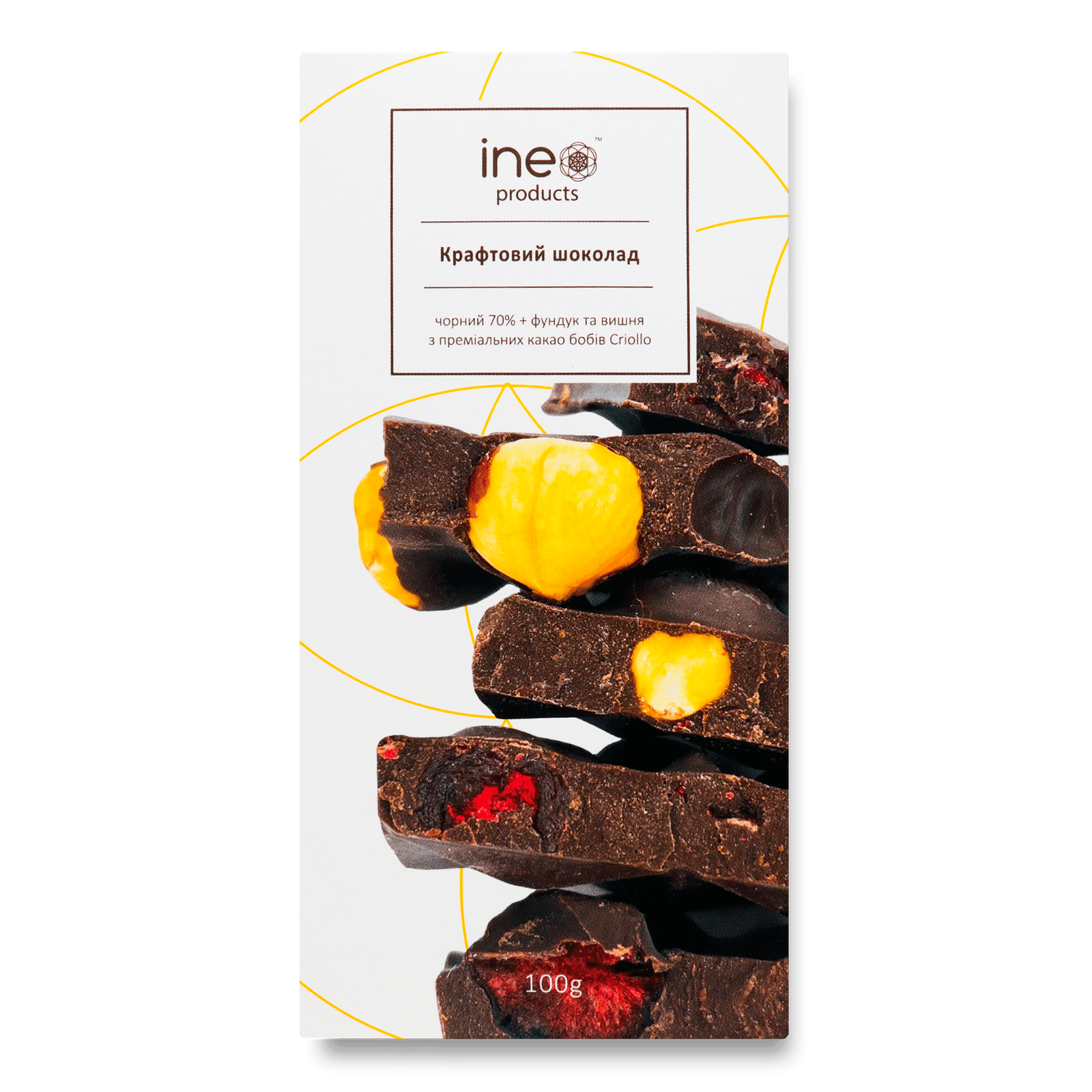 Шоколад чорний «Лавка Традицій» Ineo products з вишнею та фундуком - 1