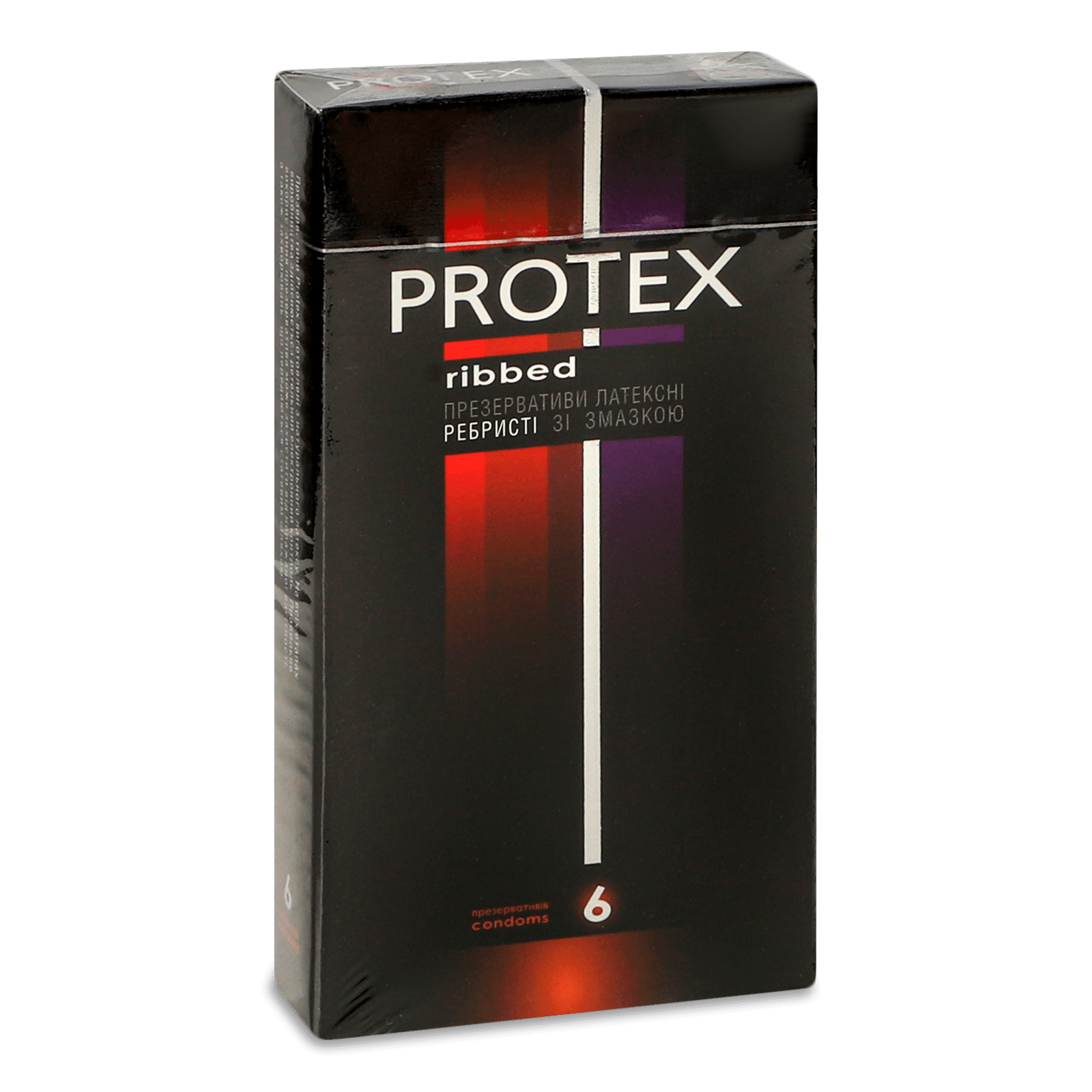 Презервативи Protex ребристі латексні зі змазкою - 1