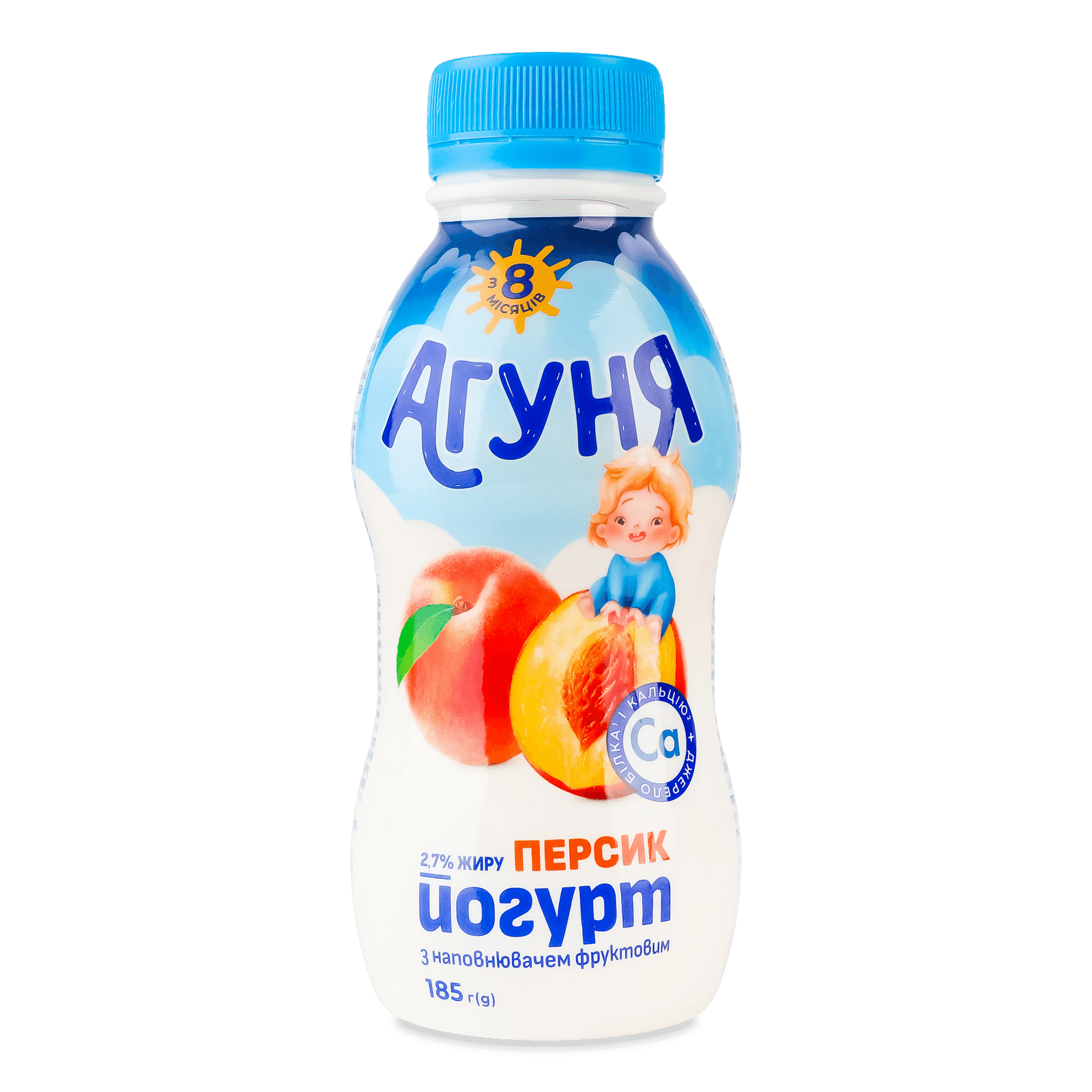 Йогурт «Агуня» персик з пробіо-вітамінами 2,7%, пляшка - 1