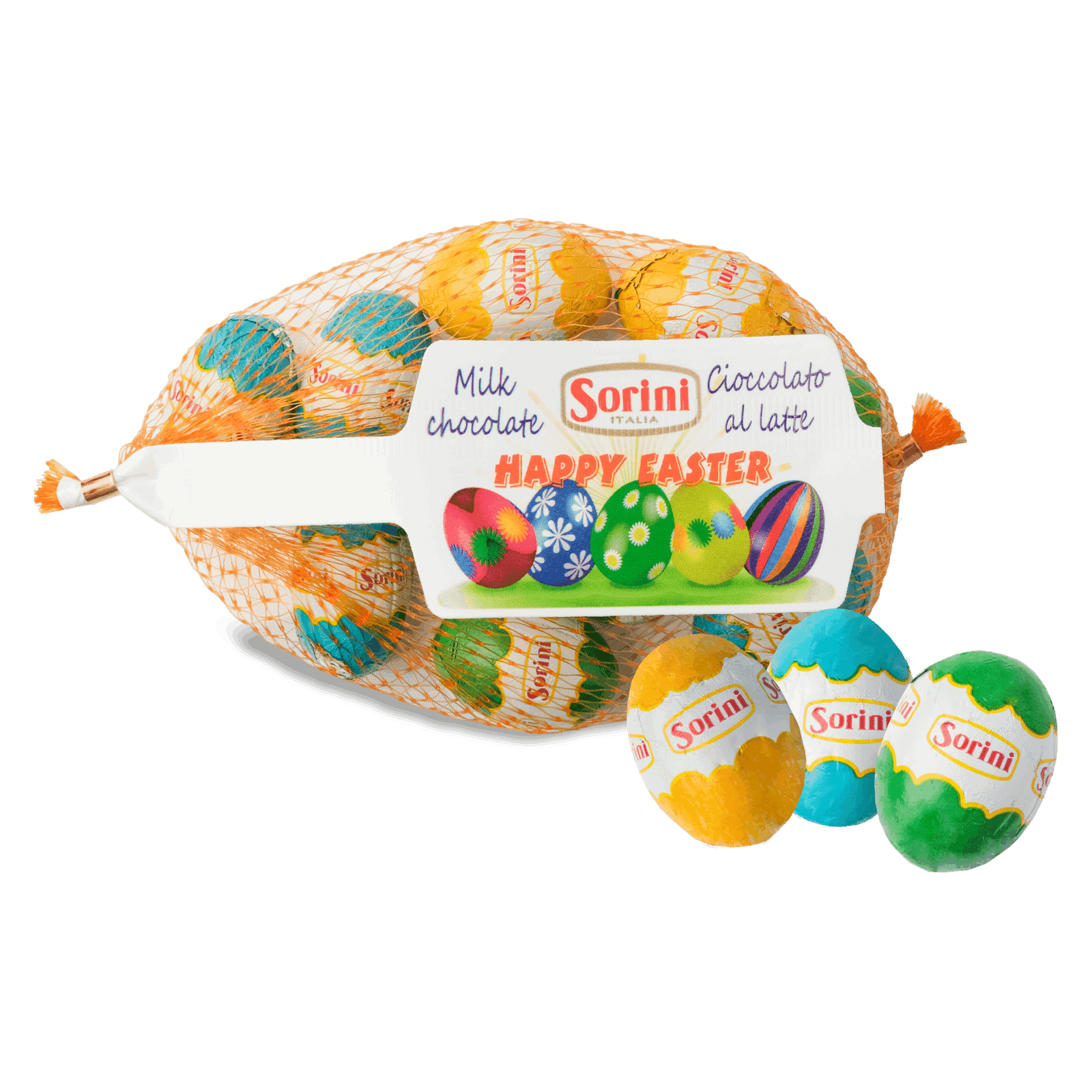 Цукерки Sorini яйця шоколадні з фундучним кремом у сіточці - 1