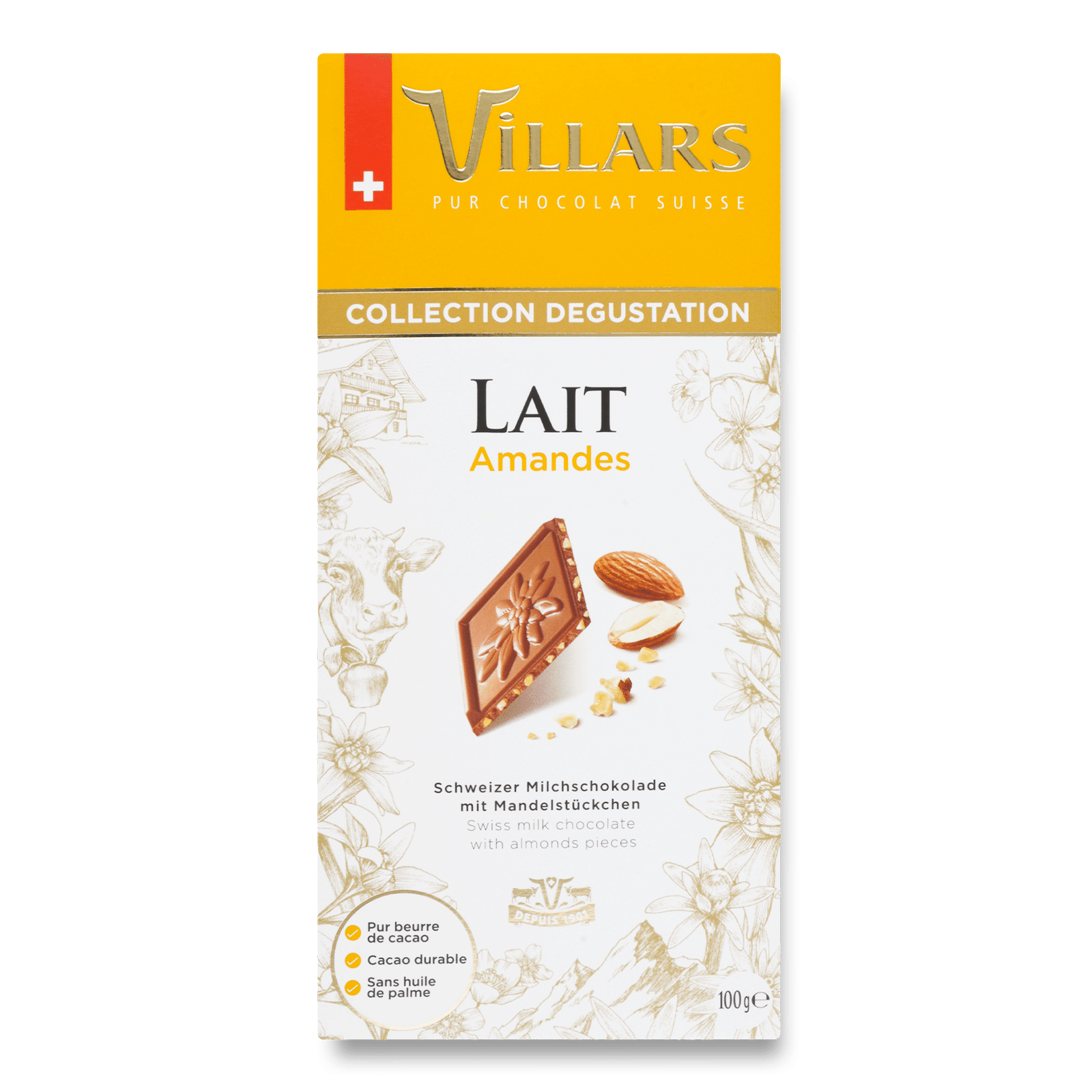 Шоколад молочний Villars з мигдалем - 1