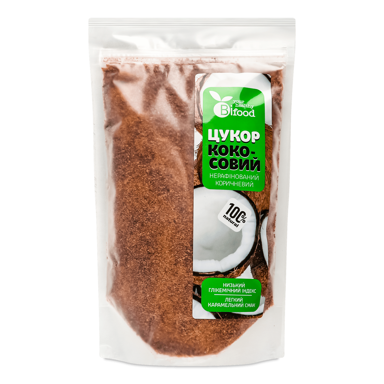 Цукор Bi food кокосовий нерафінований коричневий - 1