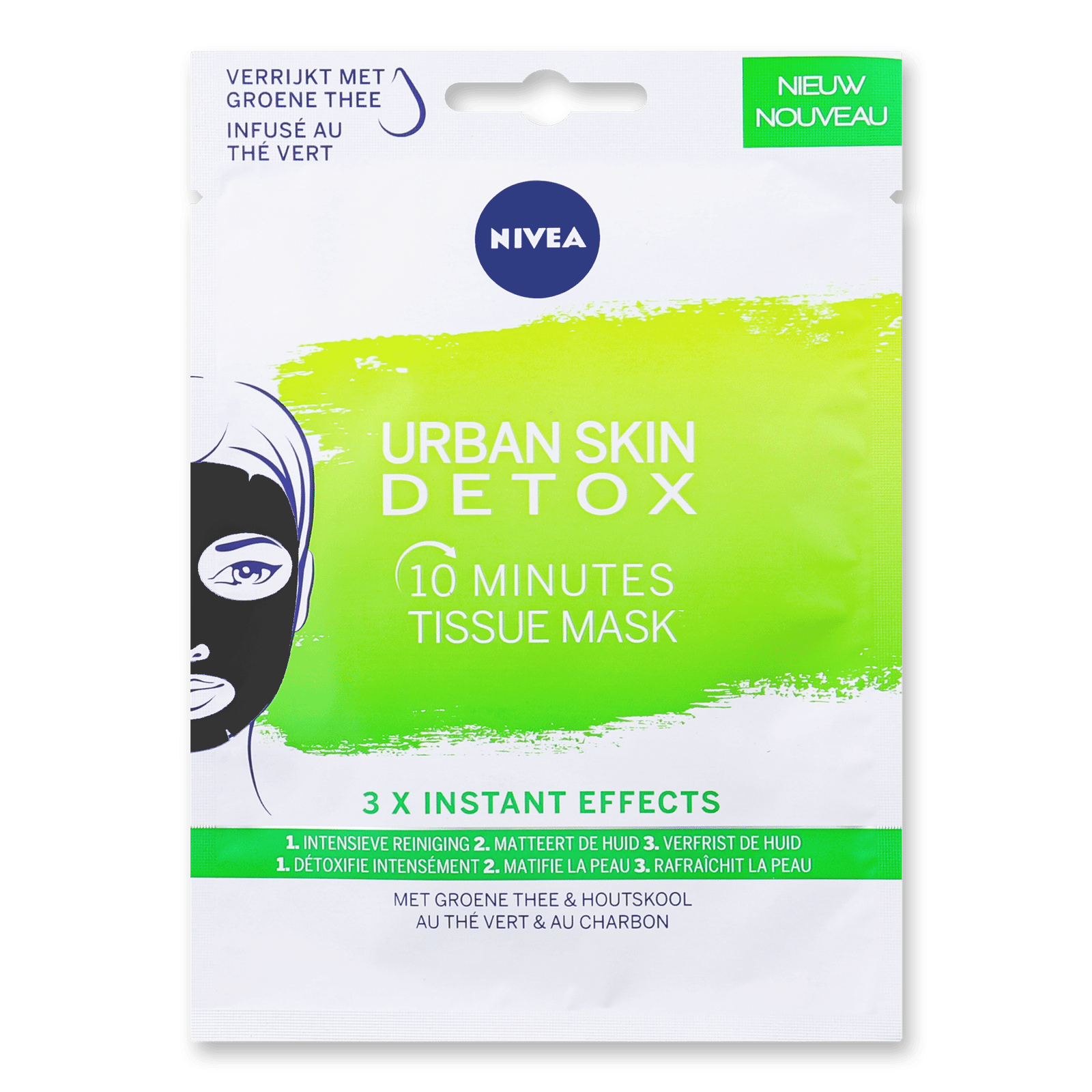 Маска для обличчя Nivea Urban Skin Detox чорна тканинна - 1