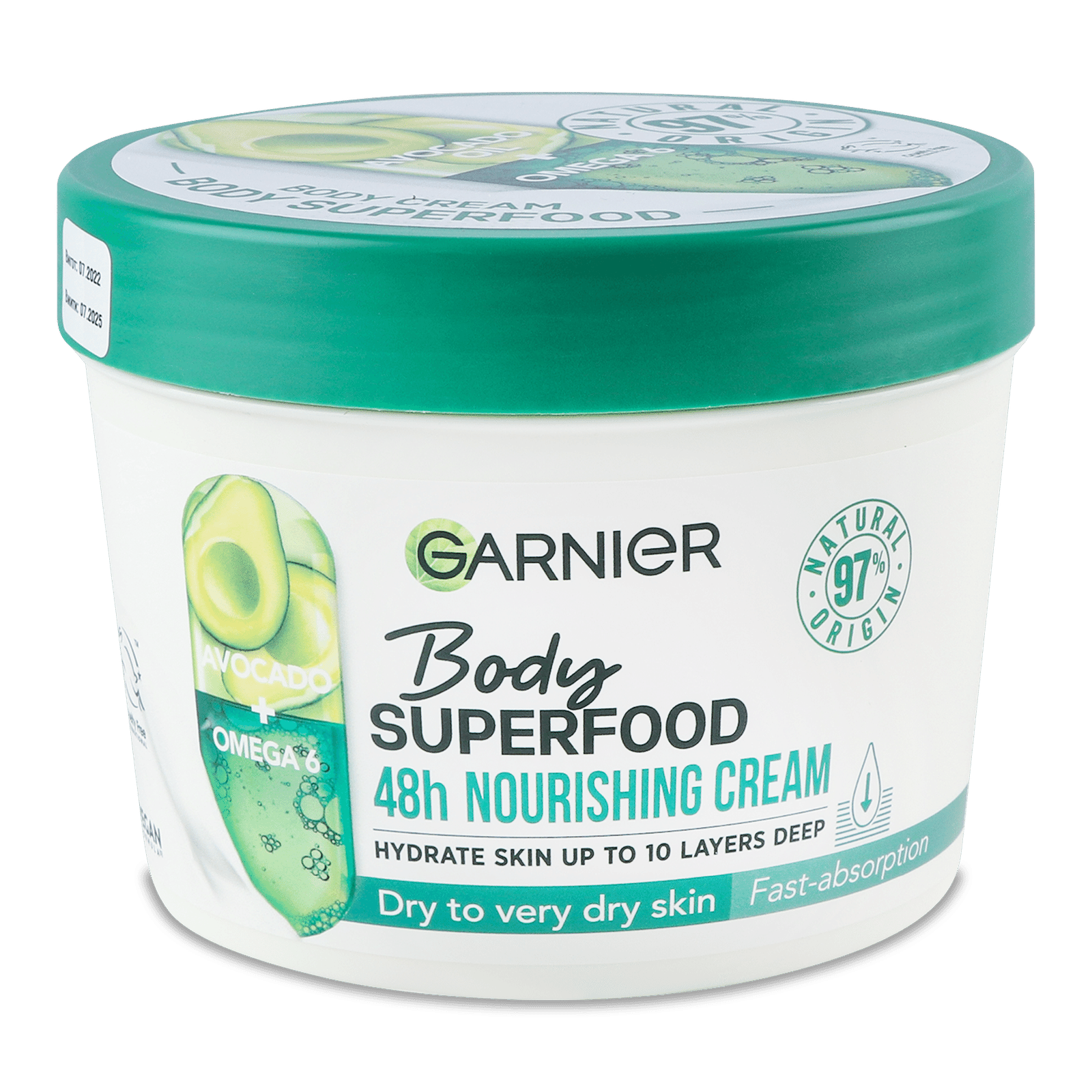 Крем Garnier Body Superfood авокадо для сухої шкіри - 1