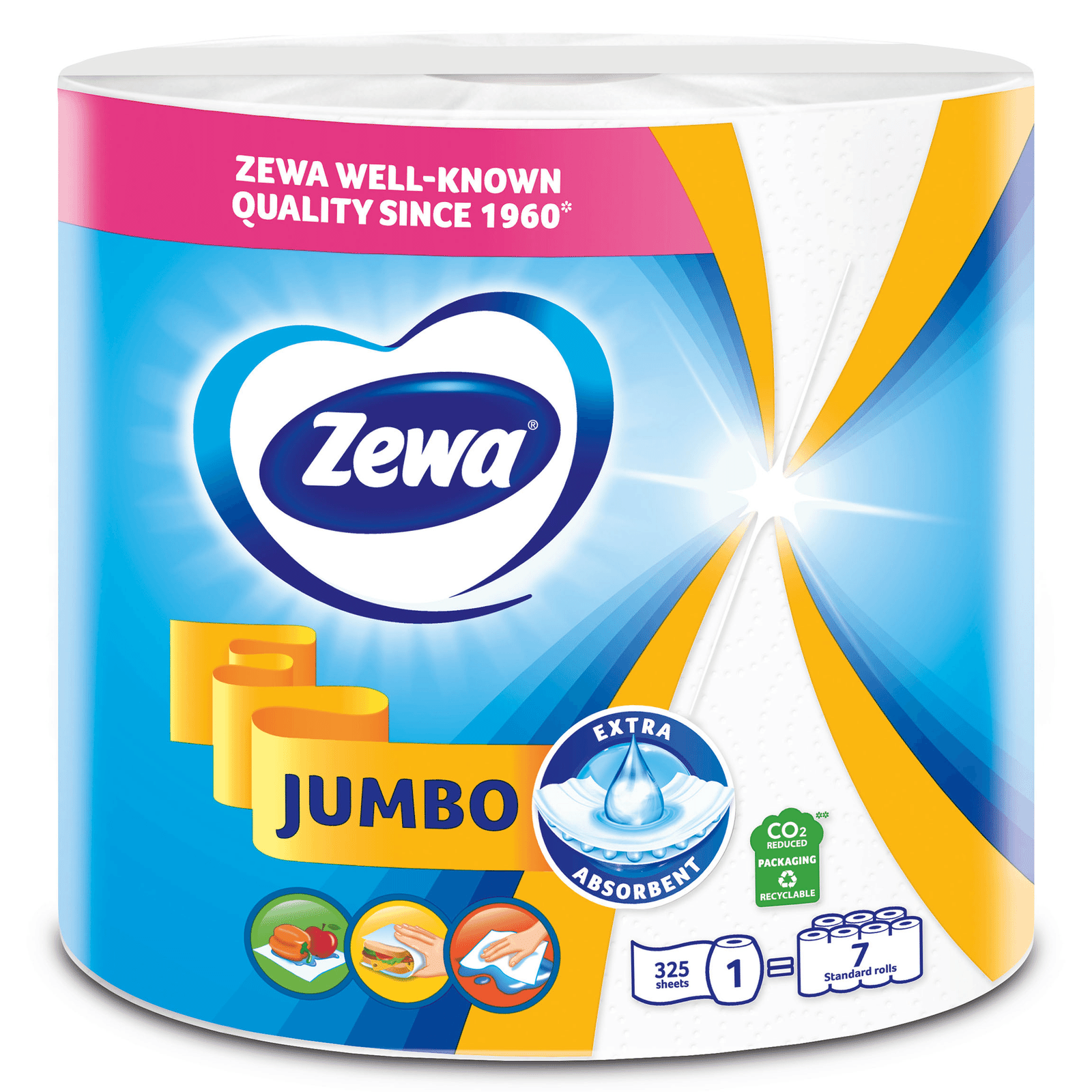 Рушники паперові Zewa Jumbo 2-шарові 325 аркушів - 1