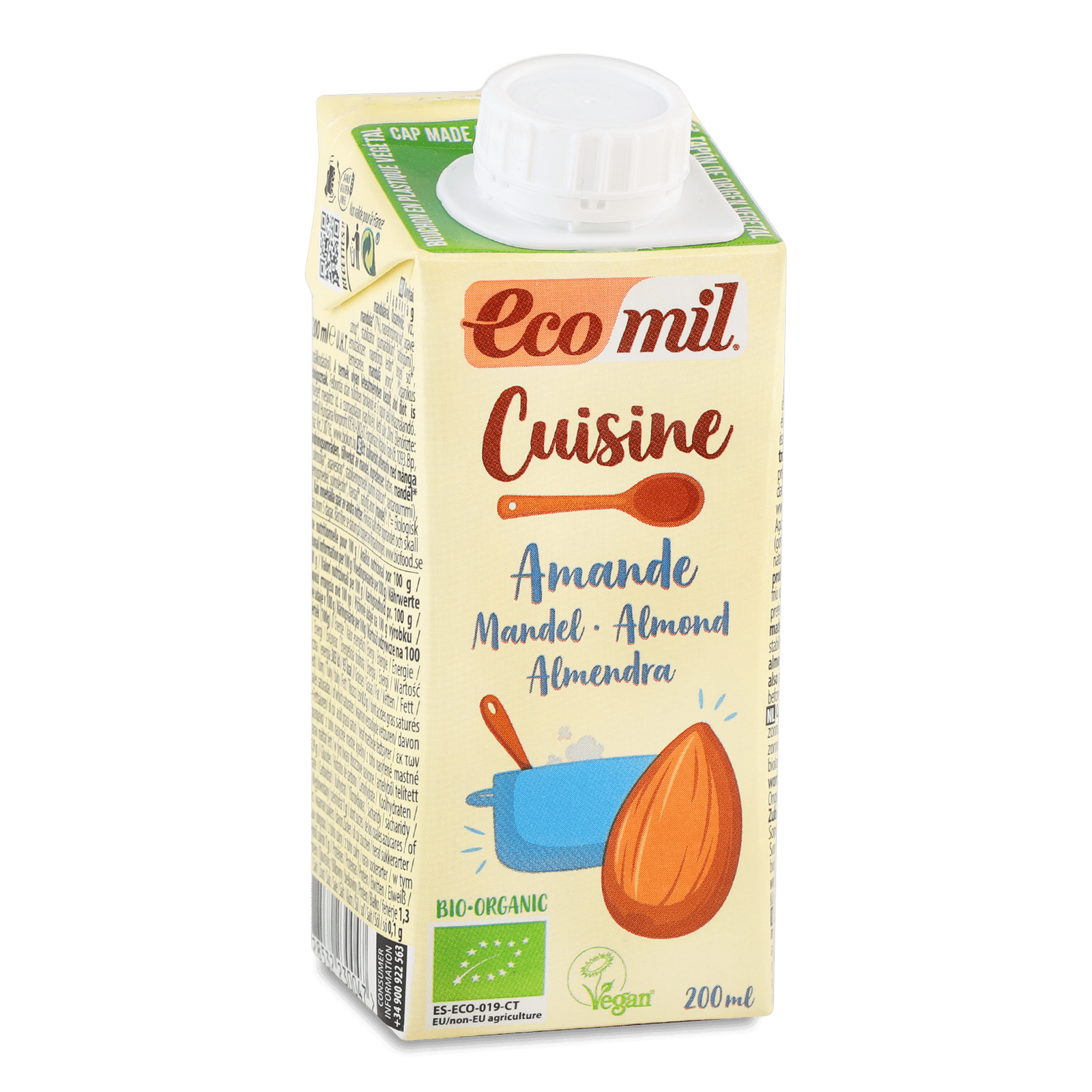 Напій мигдалевий Ecomil органічний для приготування страв - 1