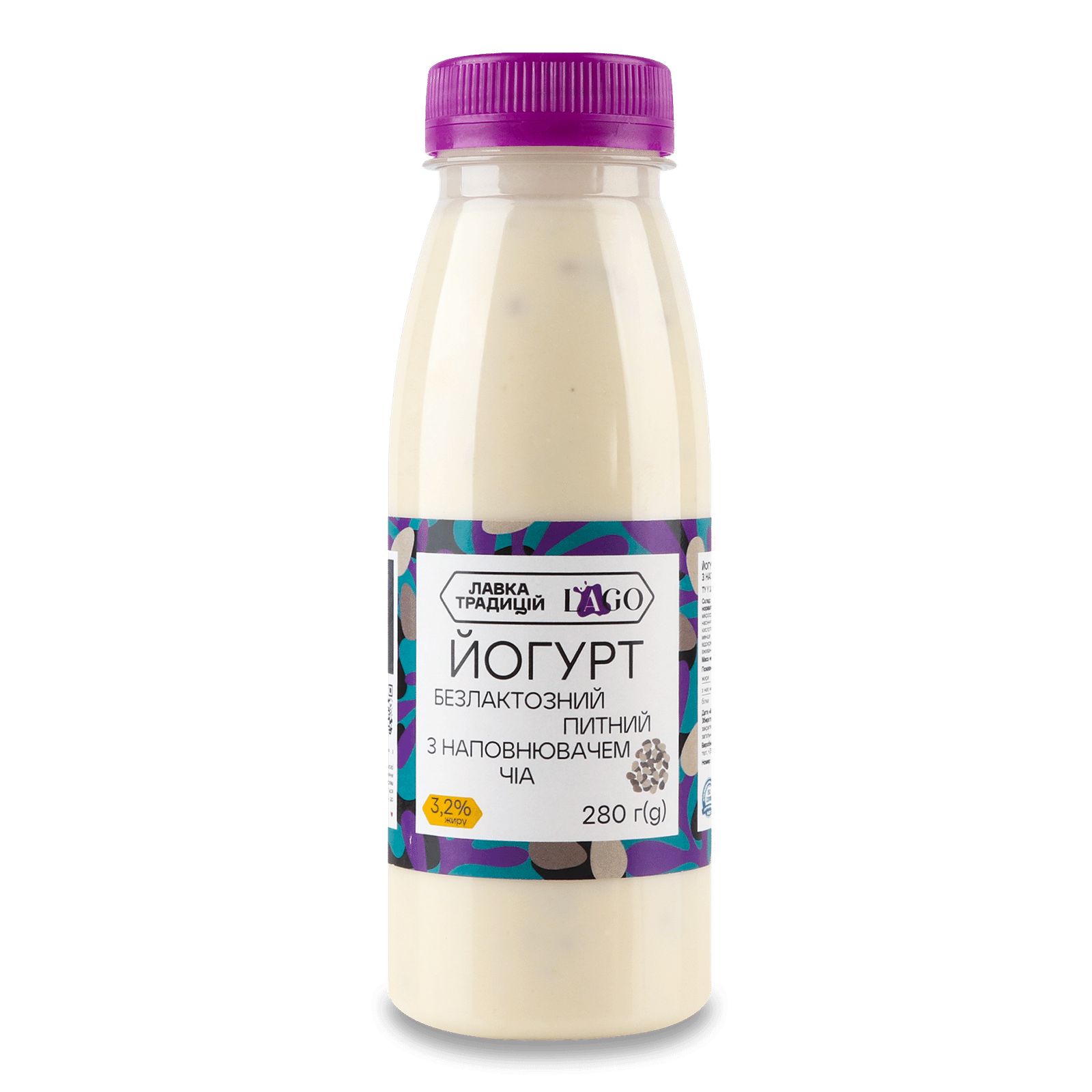 Йогурт ЛТ Lago Чіа безлактозний питний 3.2% - 1