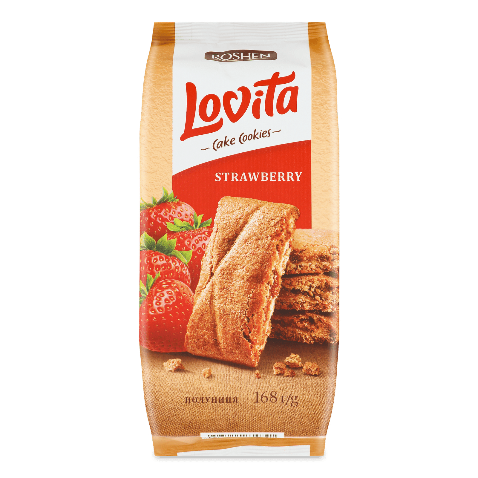 Печиво Roshen Lovita Cake Cookies з полуничною начинкою - 1