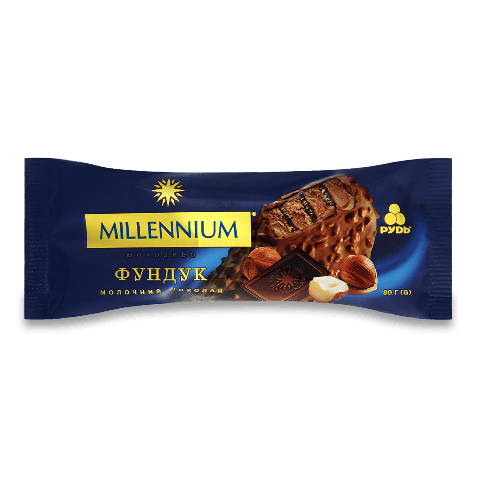 Морозиво «Рудь» Millennium молочний шоколад-фундук - 1