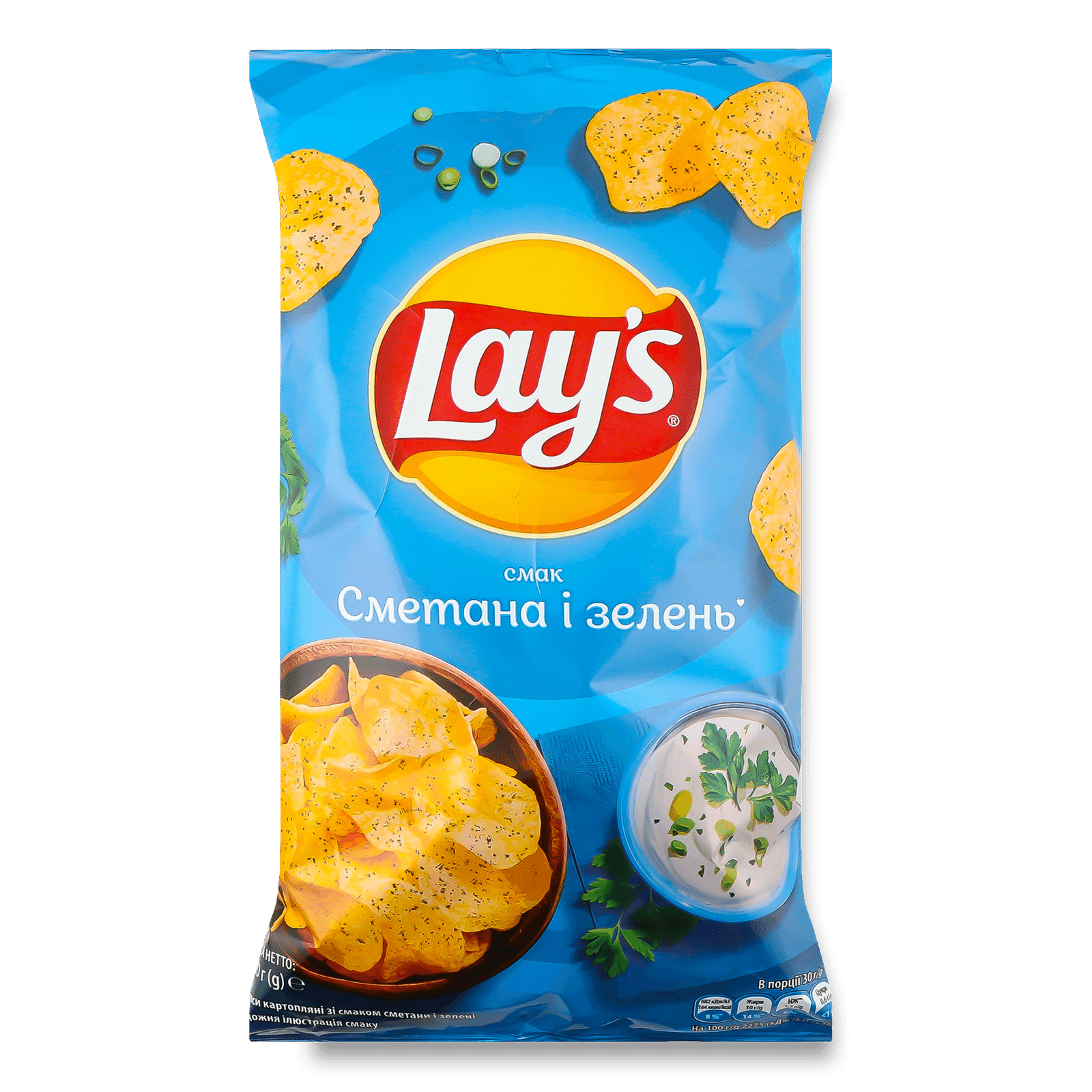 Чипси Lay's картопляні зі смаком сметани і зелені - 1