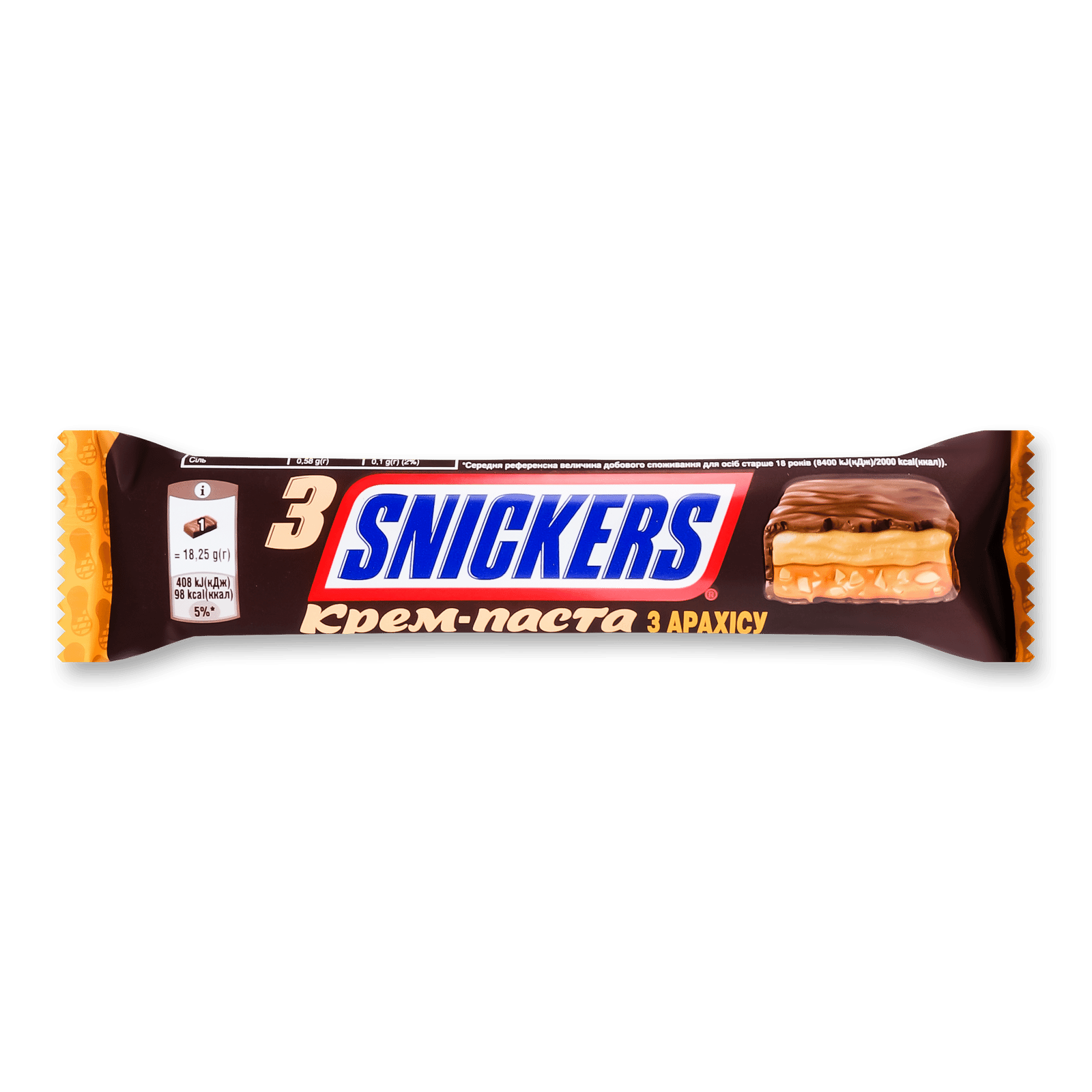 Батончик Snickers з арахісовим маслом - 1