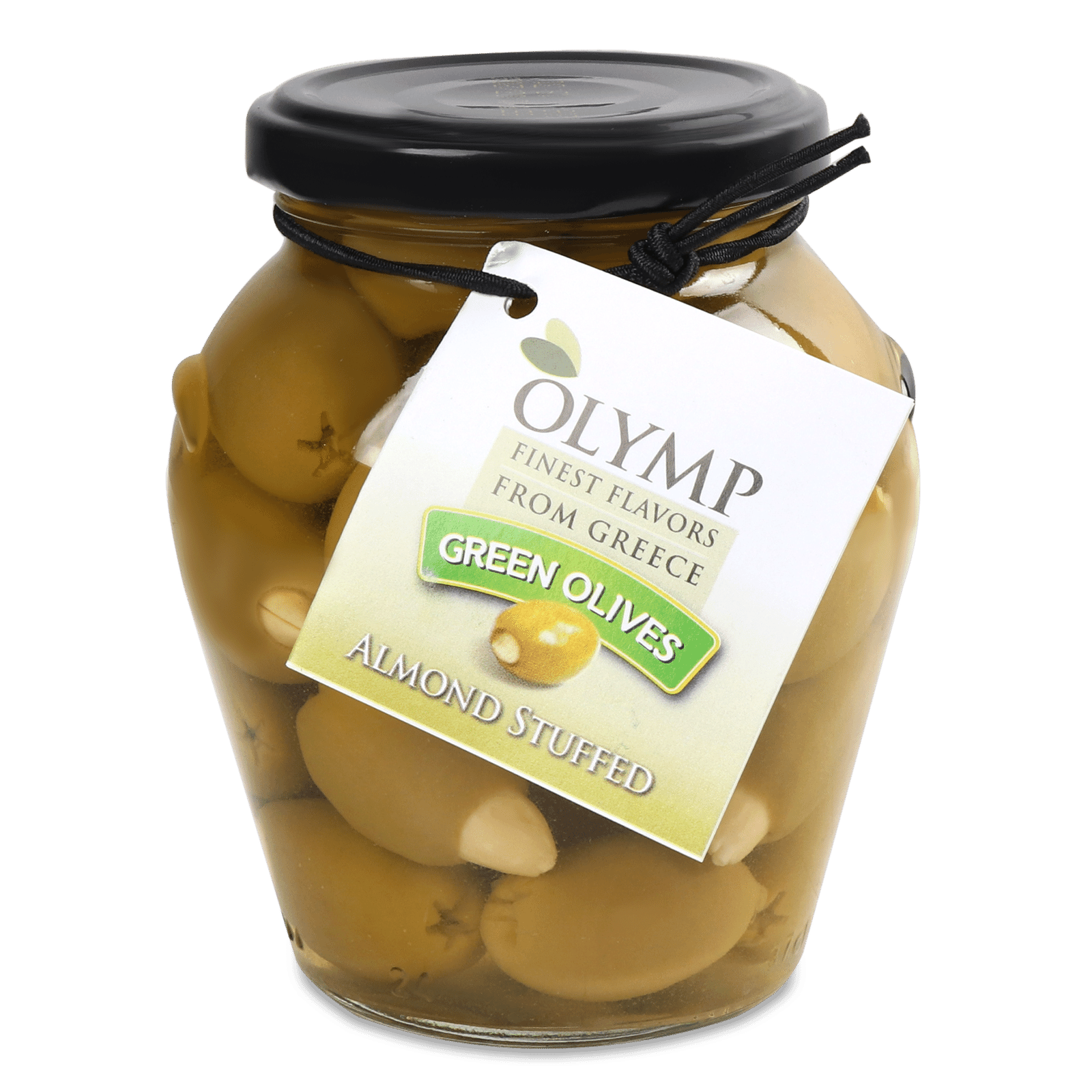 Оливки Olymp зелені фаршировані мигдалем без кісточки - 1