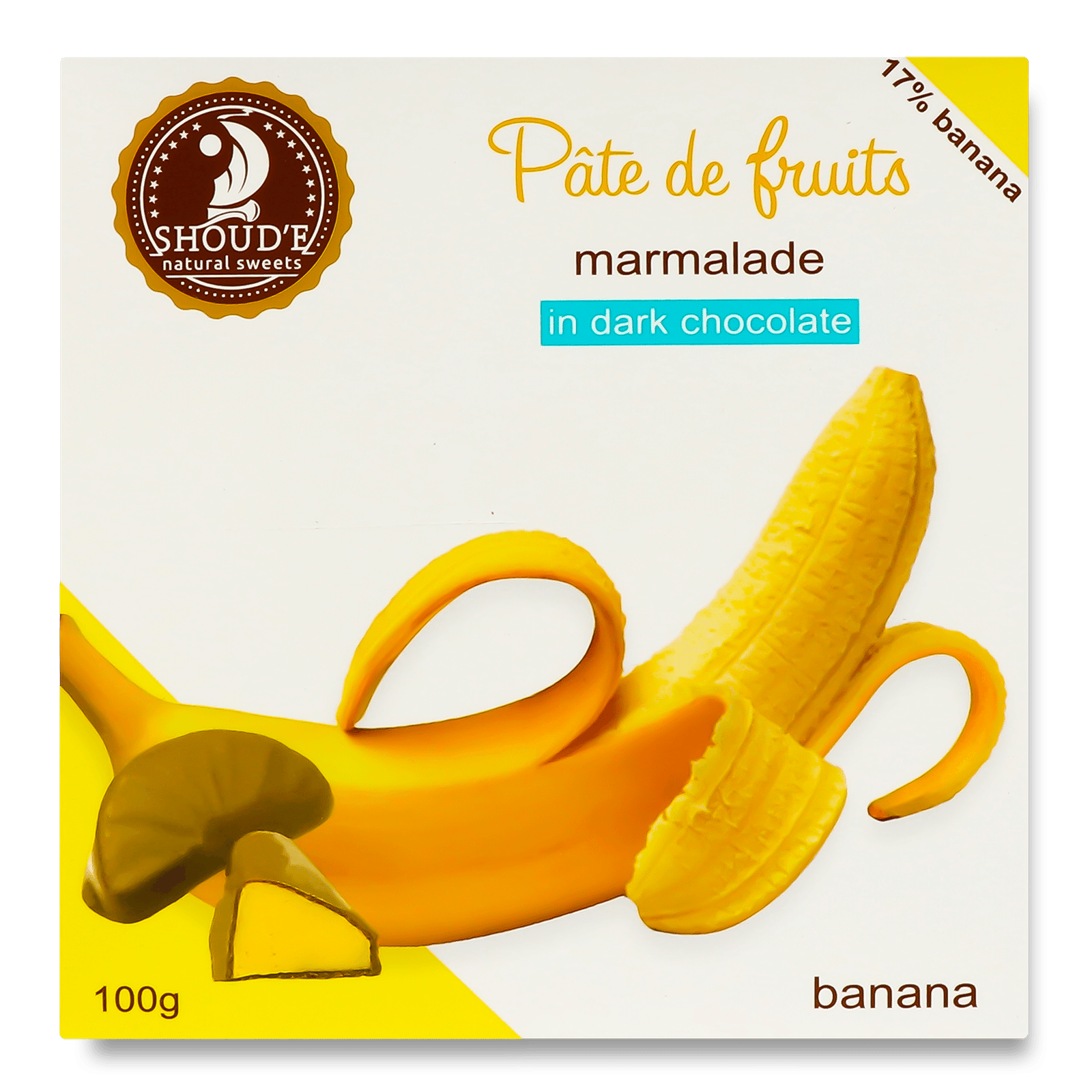 Мармелад Shoud'e Pate de fruits банан в шоколаді - 1