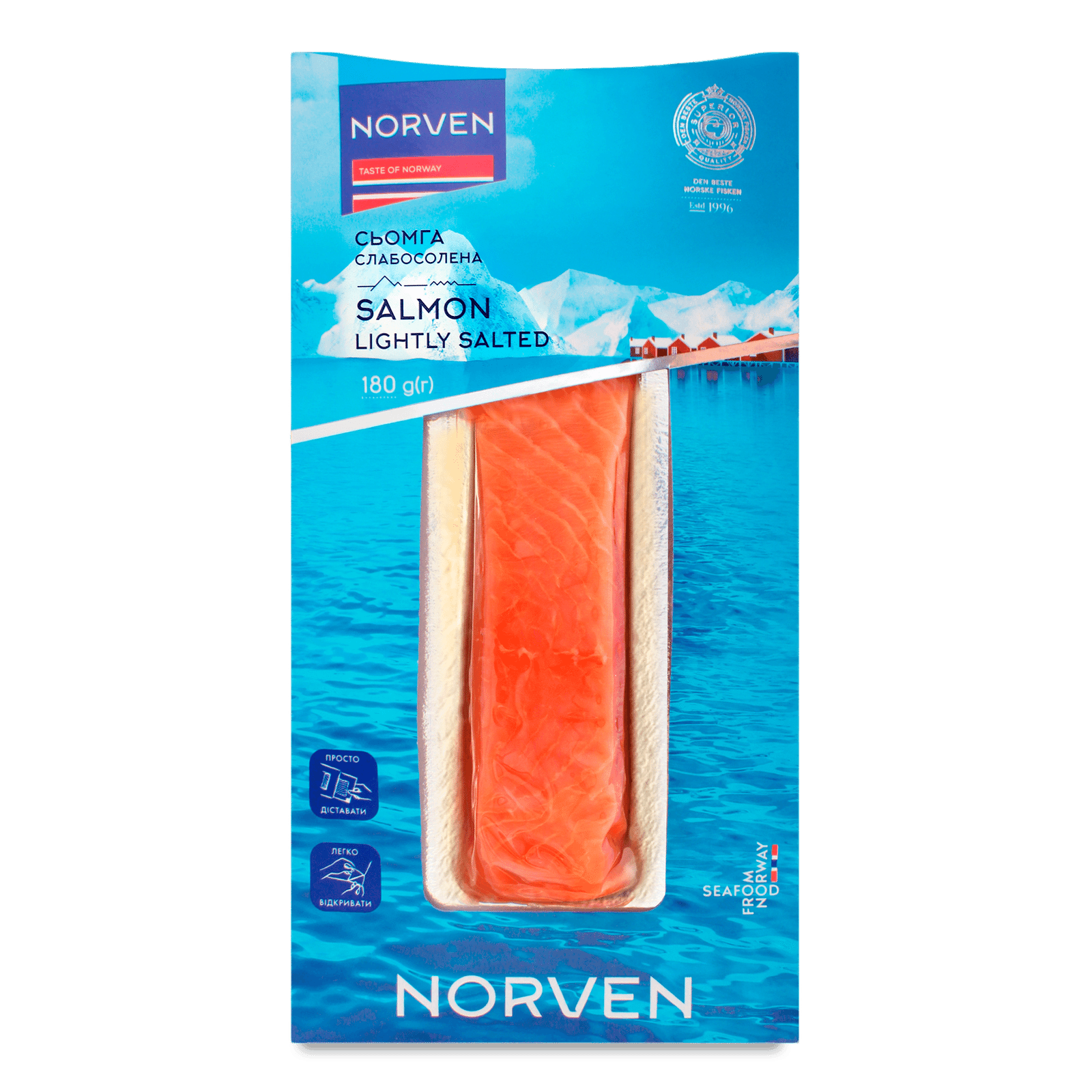 Сьомга Norven слабосолена філе шматок - 1