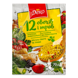 Приправа «Деко» «12 овочів та трав» універсальна в гранулах