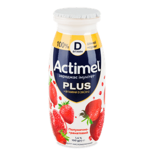 Продукт кисломолочний Actimel полуниця-гранат 1,4% пляшка