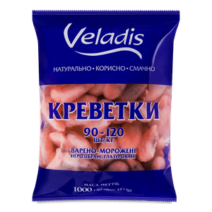Креветки Veladis варено-морожені глазуровані 90-120