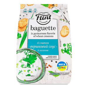 Сухарики Flint Baguette пшеничні зі смаком вершкового соусу з зеленню