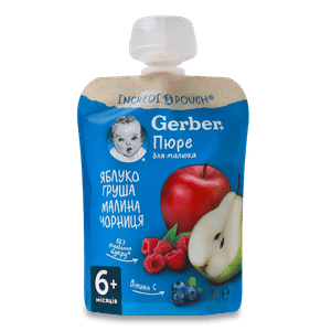Пюре Gerber яблуко-груша-малина-чорниця