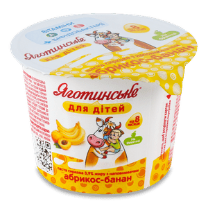 Паста сиркова Яготинське для дітей абрикос-банан 3,9%