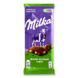 Шоколад молочний Milka з цілим лісовим горіхом