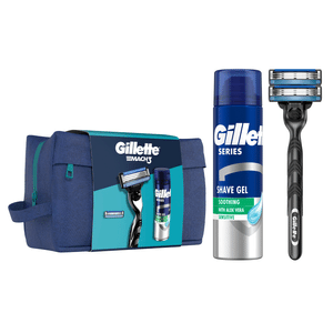 Набір Gillette Mach3 бритва + 2 картриджі + гель для гоління 200 мл + косметичка