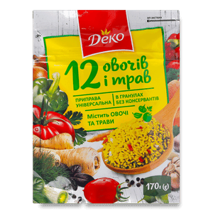 Приправа «Деко» «12 овочів і трав» в гранулах універсальна