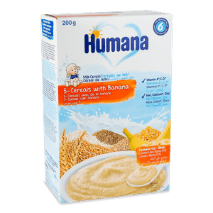 Каша Humana 5 злаків молочна з бананом