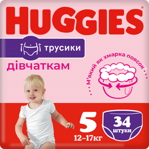 Підгузки-трусики для дівчаток Huggies Pants 5 (12-17 кг)