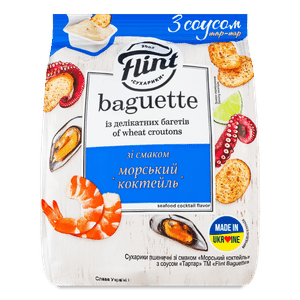 Сухарики Flint Baguette морський коктейль + соус тартар