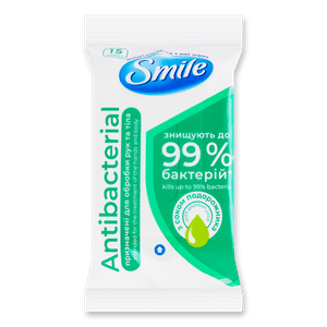 Серветки вологі Smile Antibacterial в асортименті