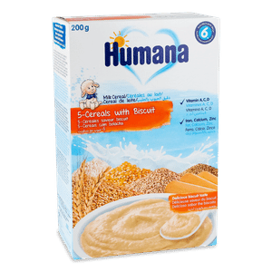 Каша Humana 5 злаків молочна з печивом