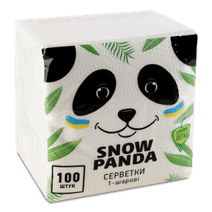 Серветки «Сніжна панда» білі 1-шарові 24х24 см