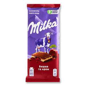 Шоколад молочний Milka вишня та крем