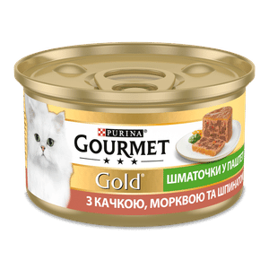 Корм для котів Gourmet Gold качка-морква-шпинат шматочки в паштеті
