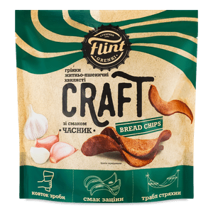 Грінки Flint Craft житньо-пшеничні хвилясті зі смаком часнику