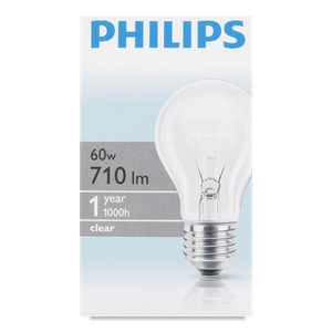 Лампа Philips 60W А60 звичайна E27