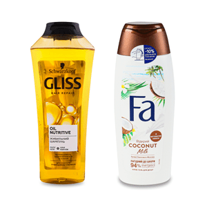 Разом дешевше Шампунь для волосся Gliss Kur Oil Nutritive 400мл + Гель для душу Fa Coconut Milk 200м