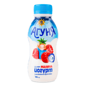 Йогурт «Агуня» малина з пробіо-вітамінами 2,7%, пляшка