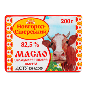 Масло солодковершкове «Новгород-Сіверський СЗ» екстра 82,5%