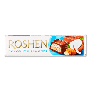 Батончик Roshen молочно-шоколадний з кокосом і мигдалем