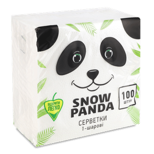 Серветки «Сніжна панда» 1-шарові білі 33х33 см