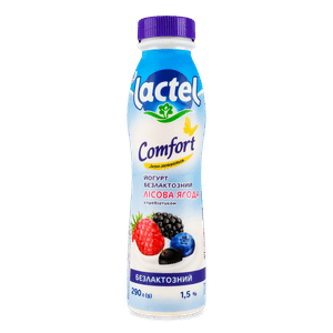 Йогурт Lactel Лісова ягода безлактозний 1,5% пляшка