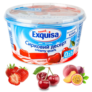 Десерт сирковий з йогуртом Exquisa, смаки в асортименті, 0,2%