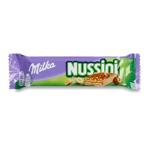 Вафлі Milka Nussini з фундуком і какао в молочному шоколаді